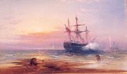 Edward Moran Salute at Sunset. oil painting artist